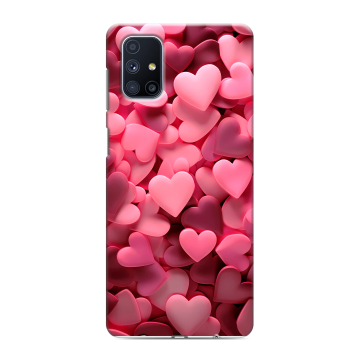 Силиконовый чехол на Samsung Galaxy M51 с принтом розовые сердечки Силиконовый чехол на Samsung Galaxy M51 с принтом розовые сердечки