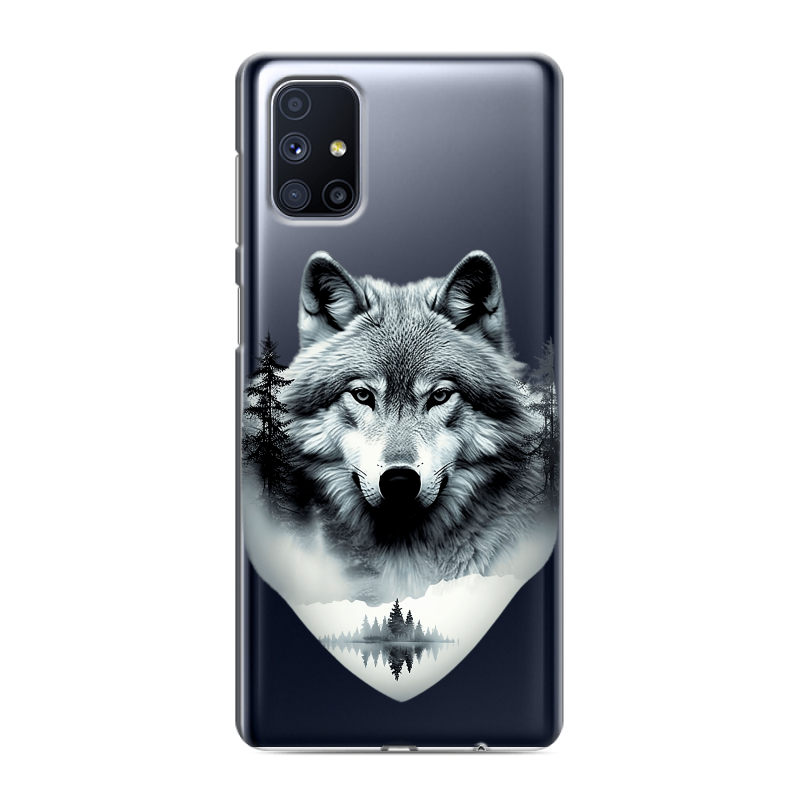 Силиконовый чехол на Samsung Galaxy M51 с принтом Волк в лесу Силиконовый чехол на Samsung Galaxy M51 с принтом Волк в лесу