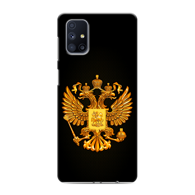 Силиконовый противоударный чехол на Samsung Galaxy M51 с принтом Герб России желтый Силиконовый противоударный чехол на Samsung Galaxy M51 с принтом Герб России желтый