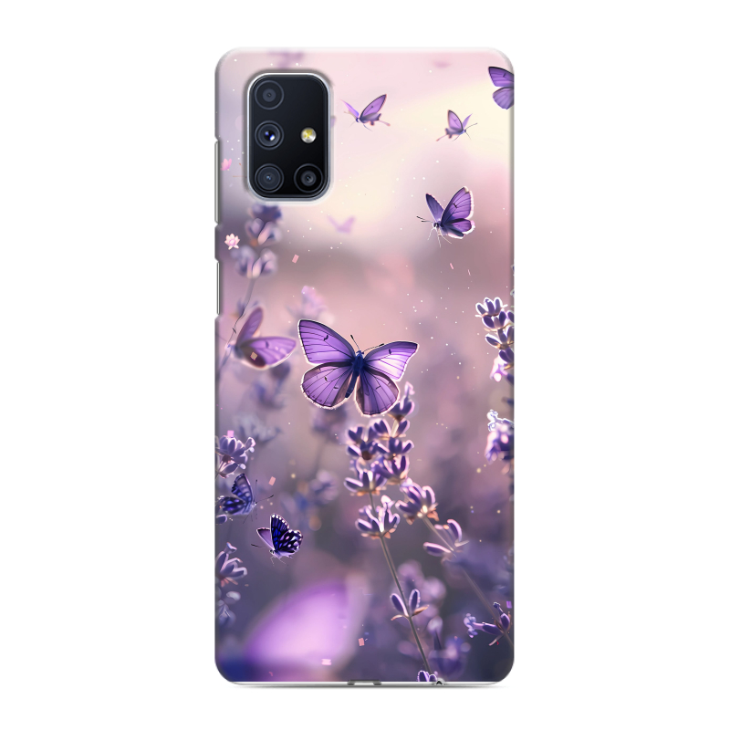 Пластиковый чехол на Samsung Galaxy M51 с принтом бабочки и лаванда Пластиковый чехол на Samsung Galaxy M51 с принтом бабочки и лаванда