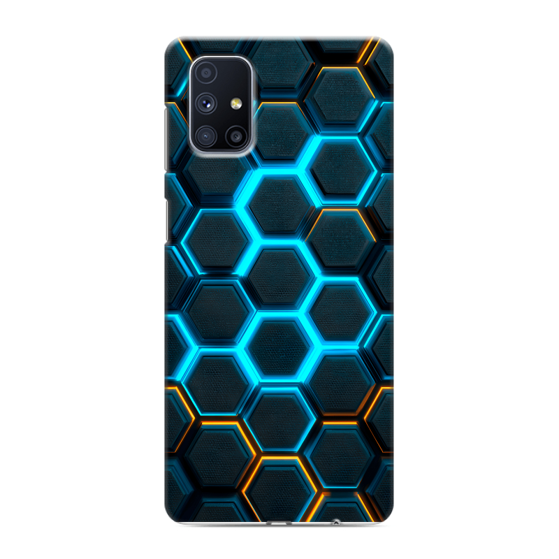 Силиконовый противоударный чехол на Samsung Galaxy M51 с принтом Неоновые соты Силиконовый противоударный чехол на Samsung Galaxy M51 с принтом Неоновые соты