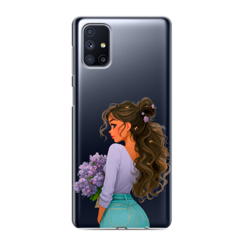 Силиконовый противоударный чехол на Samsung Galaxy M51 с принтом девушка цветы Силиконовый противоударный чехол на Samsung Galaxy M51 с принтом девушка цветы