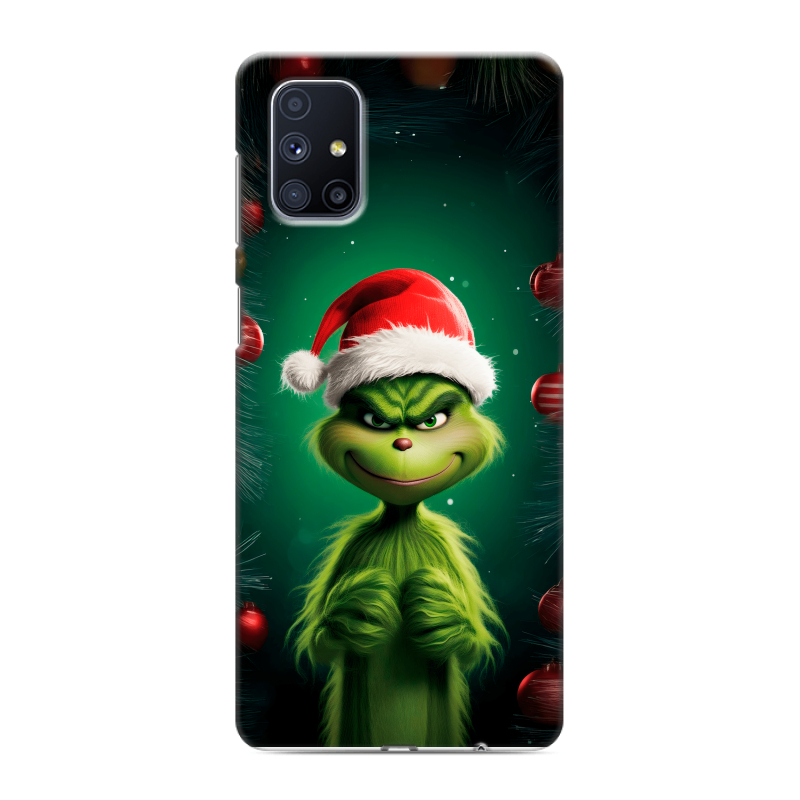 Силиконовый противоударный чехол на Samsung Galaxy M51 с принтом Гринч Новый год Рождество Силиконовый противоударный чехол на Samsung Galaxy M51 с принтом Гринч Новый год Рождество