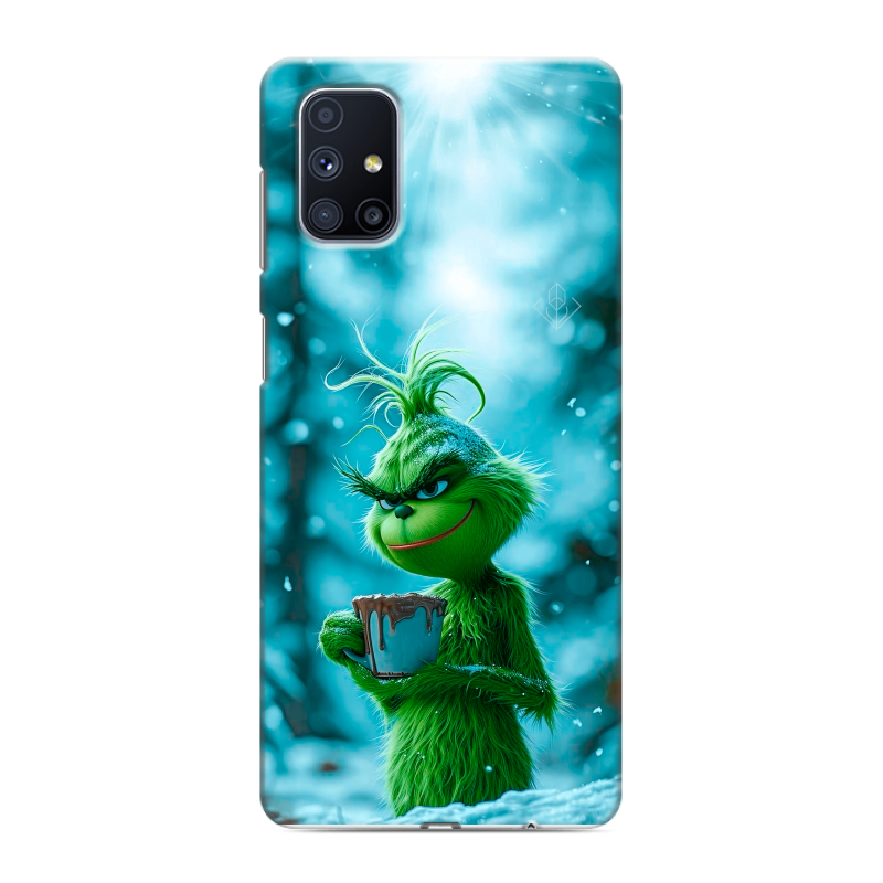 Силиконовый противоударный чехол на Samsung Galaxy M51 с принтом Новый год гринч Силиконовый противоударный чехол на Samsung Galaxy M51 с принтом Новый год гринч