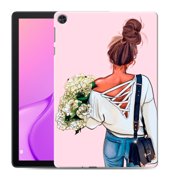 Силиконовый чехол на планшета Huawei MatePad T10 с принтом Девушка и букет