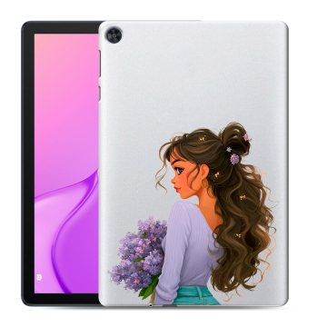 Силиконовый чехол на Huawei MatePad T10 с принтом девушка цветы Силиконовый чехол на Huawei MatePad T10 с принтом девушка цветы