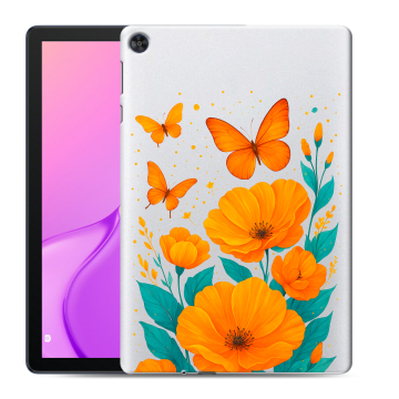 Силиконовый чехол на Huawei MatePad T10 с принтом цветы бабочки Силиконовый чехол на Huawei MatePad T10 с принтом цветы бабочки