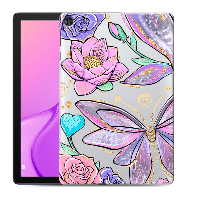 Силиконовый чехол на Huawei MatePad T10 с принтом Бабочки и цветы Силиконовый чехол на Huawei MatePad T10 с принтом Бабочки и цветы