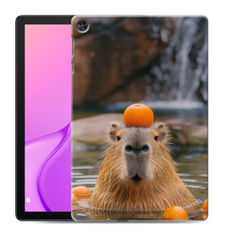 Силиконовый чехол на Huawei MatePad T10 с принтом Капибара с апельсином Силиконовый чехол на Huawei MatePad T10 с принтом Капибара с апельсином
