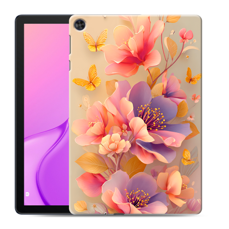 Силиконовый чехол на Huawei MatePad T10 с принтом Цветы и бабочки Силиконовый чехол на Huawei MatePad T10 с принтом Цветы и бабочки