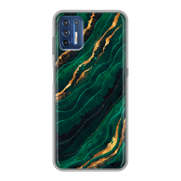 Силиконовый чехол на Motorola Moto G9 Plus с принтом Мрамор зеленое золото