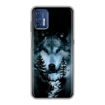 Силиконовый чехол на Motorola Moto G9 Plus с принтом Лесной волк