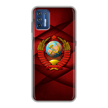 Силиконовый чехол на Motorola Moto G9 Plus с принтом Герб СССР