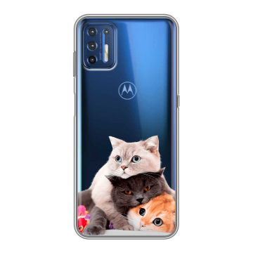 Силиконовый чехол на Motorola Moto G9 Plus с принтом Кошки