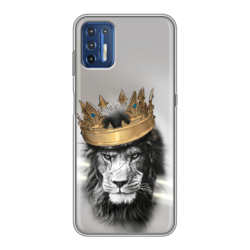 Силиконовый чехол на Motorola Moto G9 Plus с принтом Лев с короной