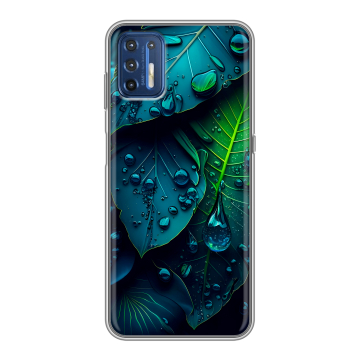 Силиконовый чехол на Motorola Moto G9 Plus с принтом Листья