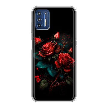 Силиконовый чехол на Motorola Moto G9 Plus с принтом Розы красные