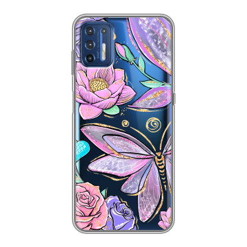 Силиконовый чехол на Motorola Moto G9 Plus с принтом Бабочки и цветы