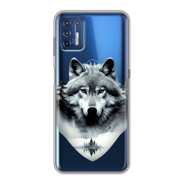 Силиконовый чехол на Motorola Moto G9 Plus с принтом Волк в лесу