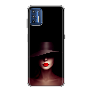 Силиконовый чехол на Motorola Moto G9 Plus с принтом Девушка в шляпе