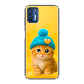 Силиконовый чехол на Motorola Moto G9 Plus с принтом Котенок в шапке