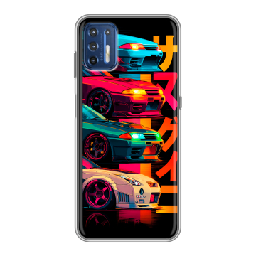 Силиконовый чехол на Motorola Moto G9 Plus с принтом Гоночные машины