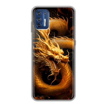 Силиконовый чехол на Motorola Moto G9 Plus с принтом Золотой дракон