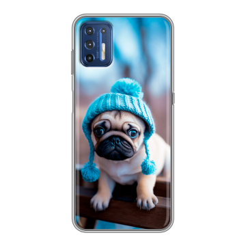 Силиконовый чехол на Motorola Moto G9 Plus с принтом Мопс в шапке