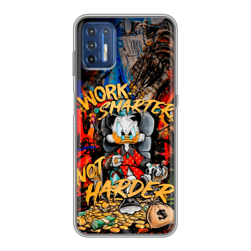 Силиконовый чехол на Motorola Moto G9 Plus с принтом Дональд Дак Деньги