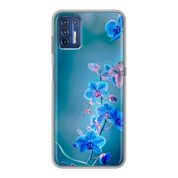 Силиконовый чехол на Motorola Moto G9 Plus с принтом Голубые цветы