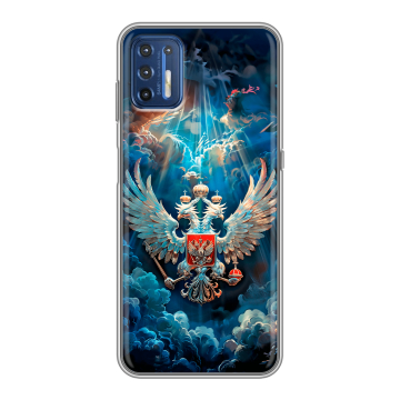 Силиконовый чехол на Motorola Moto G9 Plus с принтом Герб флаг России
