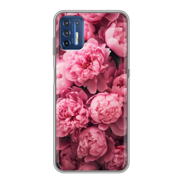 Силиконовый чехол на Motorola Moto G9 Plus с принтом цветы пионы