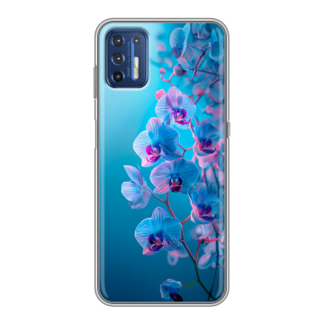 Силиконовый чехол на Motorola Moto G9 Plus с принтом голубые орхидеи