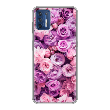 Силиконовый чехол на Motorola Moto G9 Plus с принтом лавандовые розы