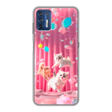 Силиконовый чехол на Motorola Moto G9 Plus с принтом милые котики