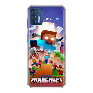 Силиконовый чехол на Motorola Moto G9 Plus с принтом Майнкрафт Minecraft