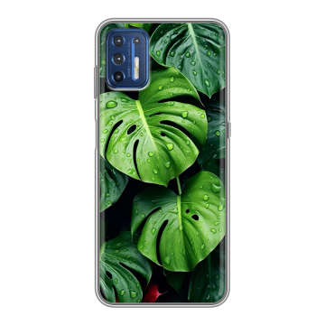 Силиконовый чехол на Motorola Moto G9 Plus с принтом Листья