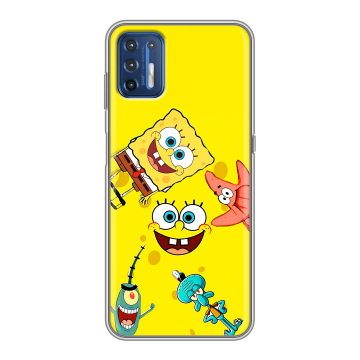 Силиконовый чехол на Motorola Moto G9 Plus с принтом Спанч боб Спанчбоб