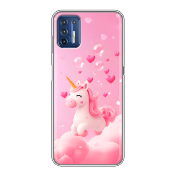 Силиконовый чехол на Motorola Moto G9 Plus с принтом Единорог