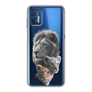 Силиконовый чехол на Motorola Moto G9 Plus с принтом Львы