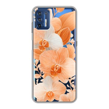 Силиконовый чехол на Motorola Moto G9 Plus с принтом Бежевые цветы