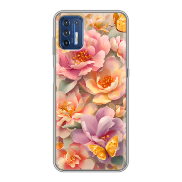 Силиконовый чехол на Motorola Moto G9 Plus с принтом Цветы и бабочки