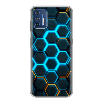 Силиконовый чехол на Motorola Moto G9 Plus с принтом Неоновые соты
