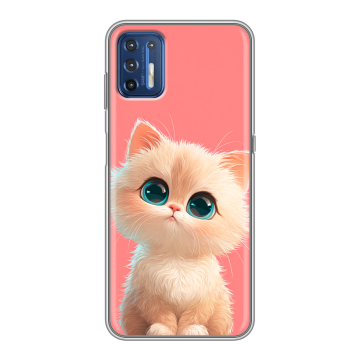 Силиконовый чехол на Motorola Moto G9 Plus с принтом Розовый котенок