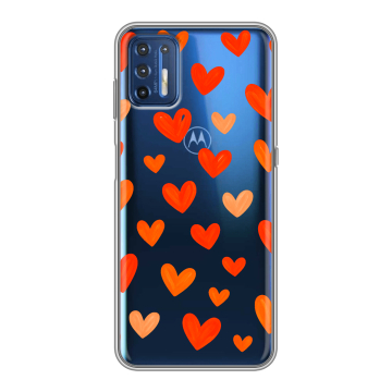 Силиконовый чехол на Motorola Moto G9 Plus с принтом Сердечки