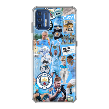 Силиконовый чехол на Motorola Moto G9 Plus с принтом Man City Манчестер Сити