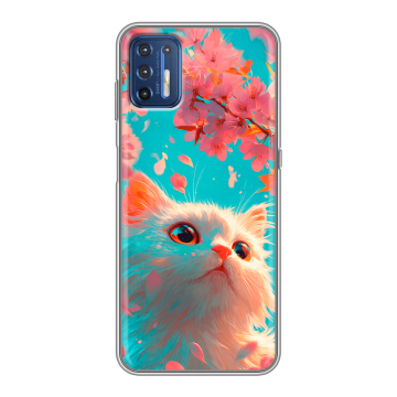 Силиконовый чехол на Motorola Moto G9 Plus с принтом Красивый кот