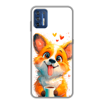 Силиконовый чехол на Motorola Moto G9 Plus с принтом корги
