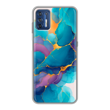 Силиконовый чехол на Motorola Moto G9 Plus с принтом Мрамор блестки
