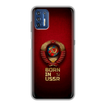 Силиконовый чехол на Motorola Moto G9 Plus с принтом Флаг Герб СССР